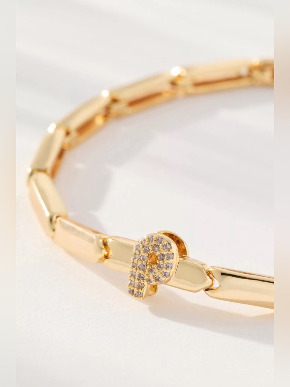 NWT Anthropologie Crystal Linked Initial Bracelet Letter P
